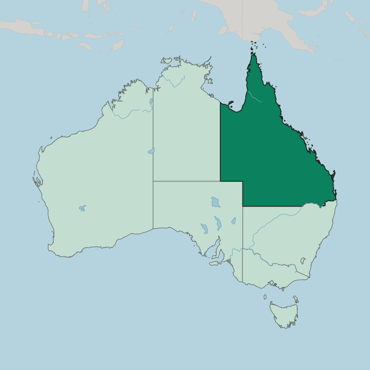 Map showing State of Queensland — In Australia