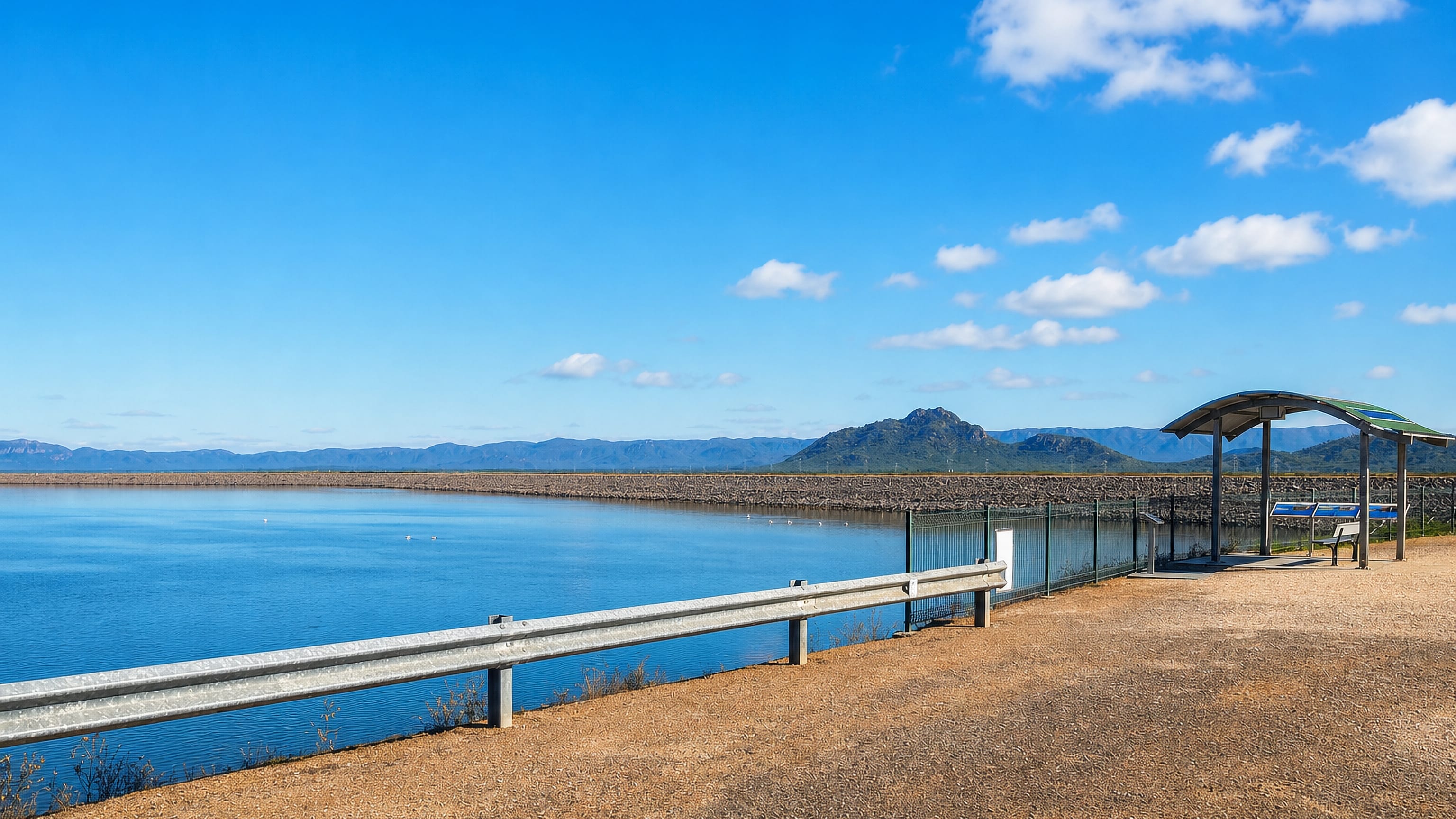 Ross River Dam reservoir and distant ranges beside Kelso, Townsville.