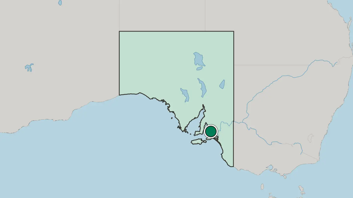 Map of Adelaide in Australia