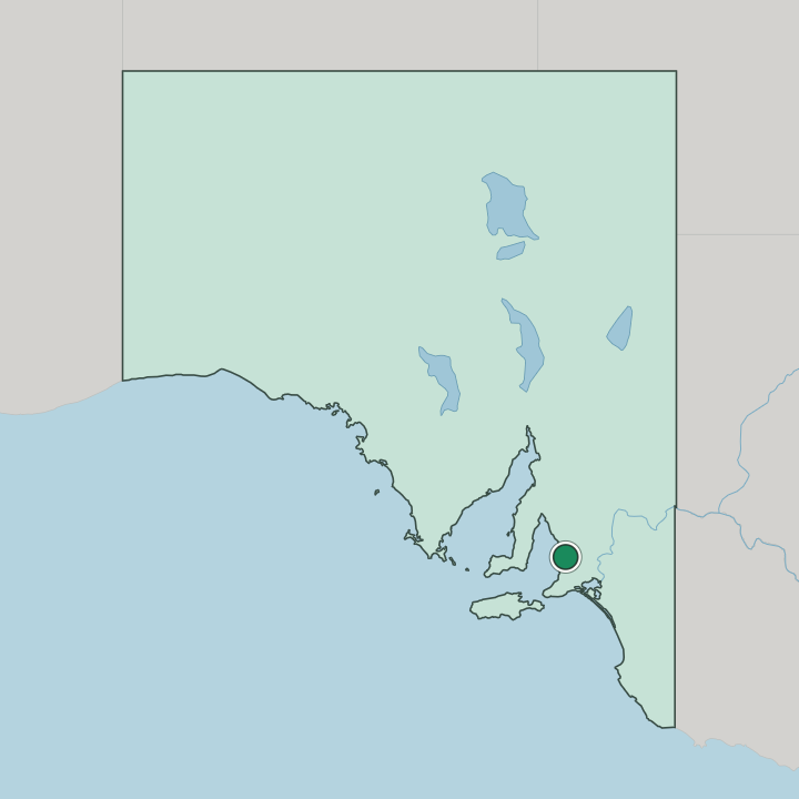 Map showing Adelaide — In State of South Australia
