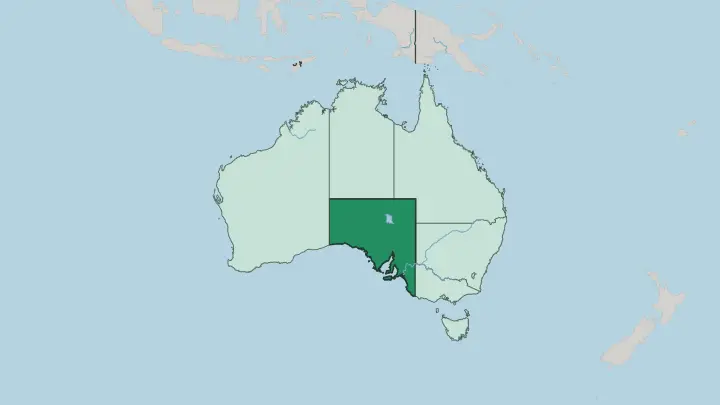 Map of State of South Australia in Australia