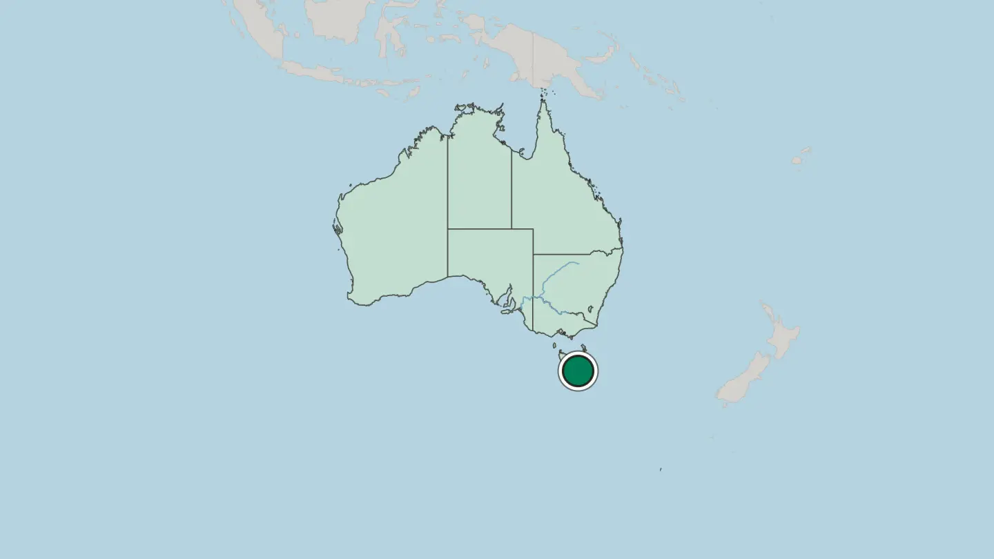 Map of Hobart in Australia