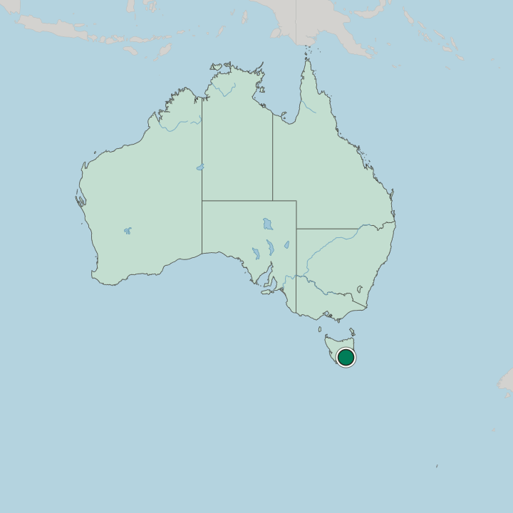 Map showing Hobart — In Australia
