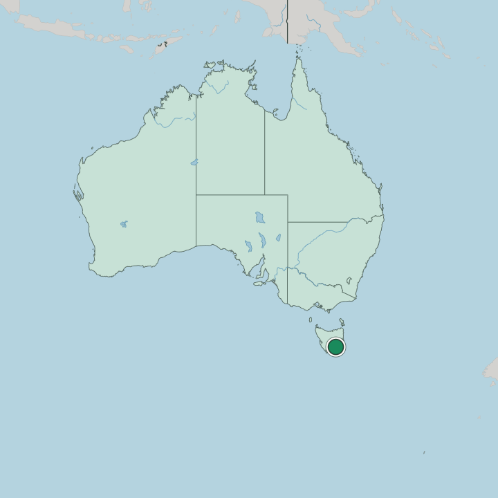 Map showing Hobart — In Australia