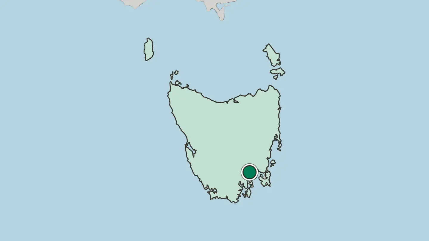 Map of Hobart in Australia