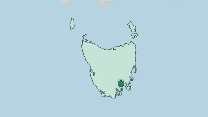 Map of Hobart in Australia
