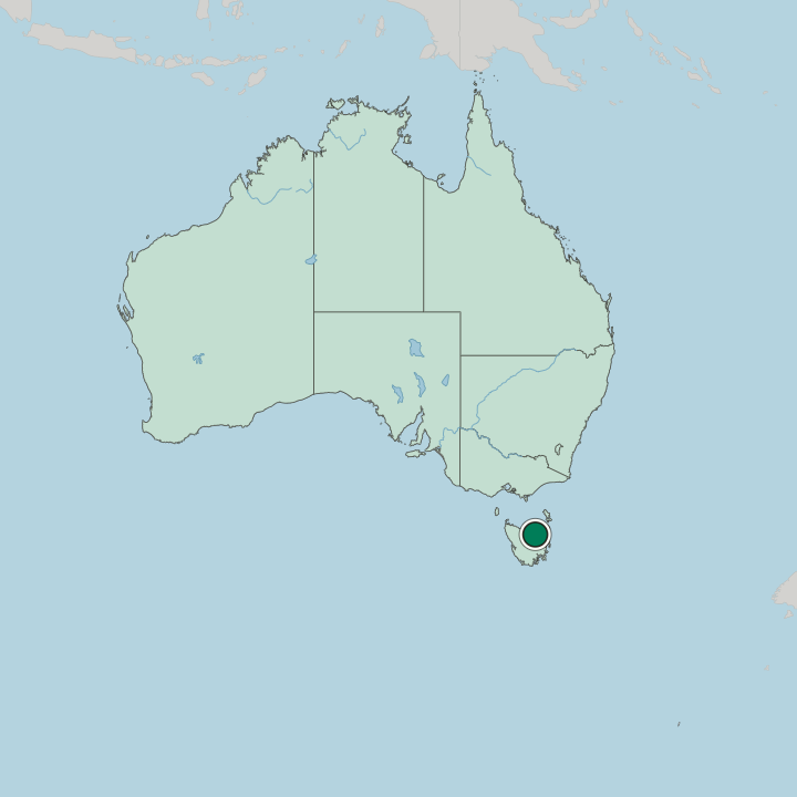 Map showing Launceston — In Australia