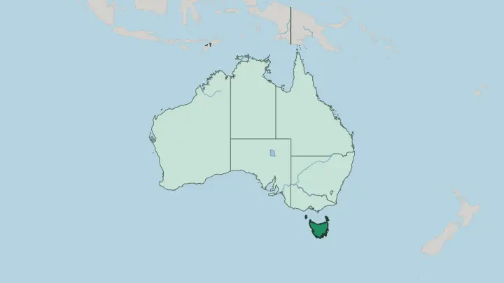 Map of State of Tasmania in Australia