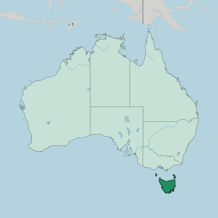 Map showing State of Tasmania — In Australia