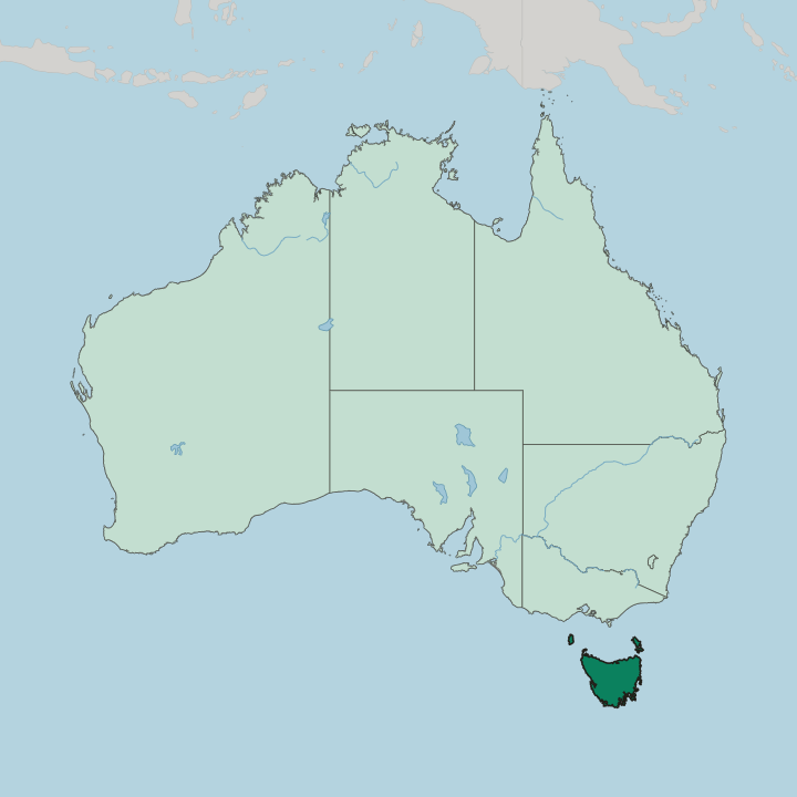 Map showing State of Tasmania — In Australia