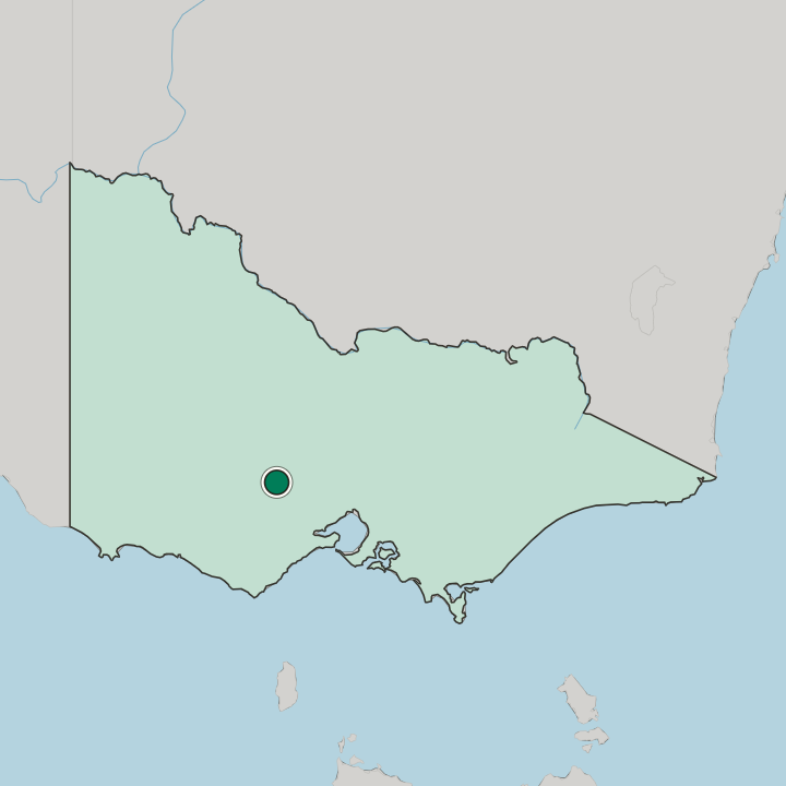 Map showing Ballarat — In State of Victoria
