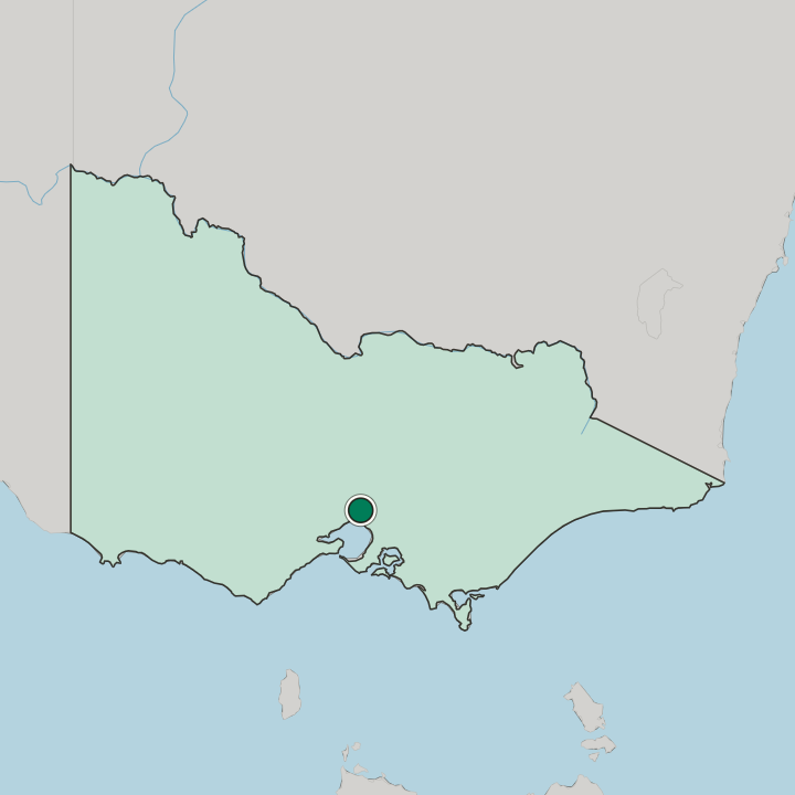 Map showing Melbourne — In State of Victoria