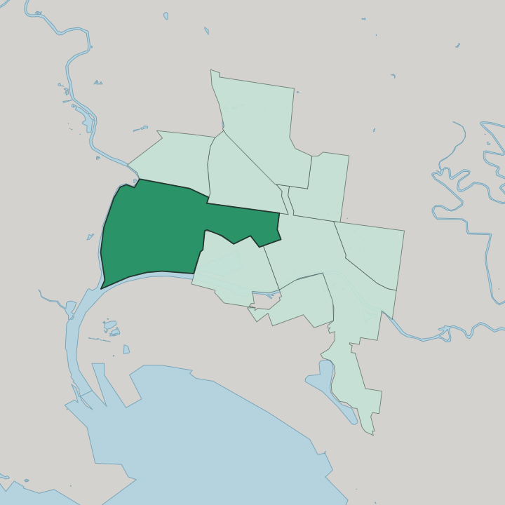 Map showing West Melbourne — In Melbourne