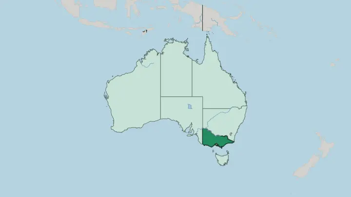 Map of State of Victoria in Australia