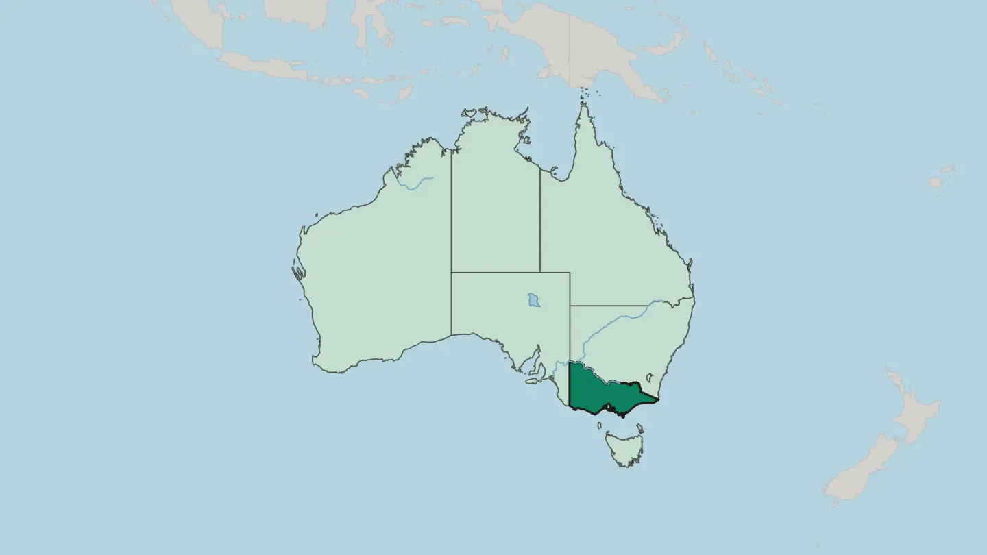 Map of State of Victoria in Australia