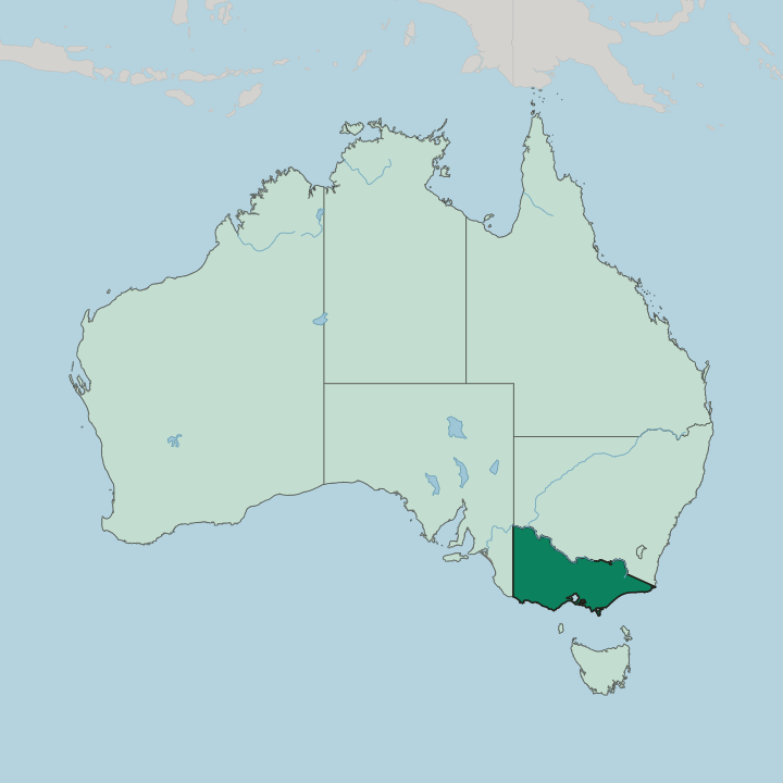 Map showing State of Victoria — In Australia