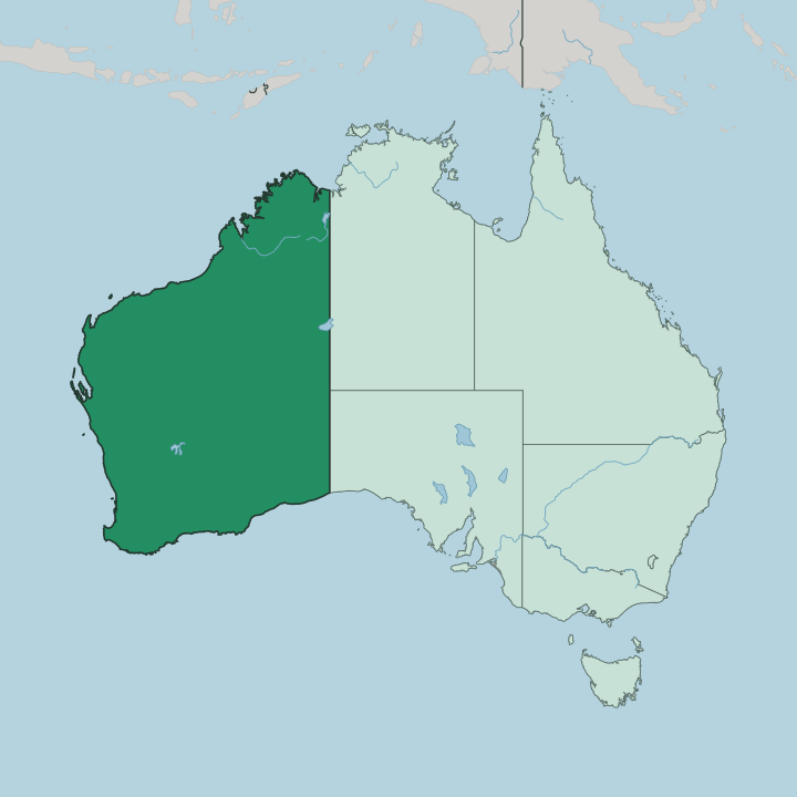 Map showing State of Western Australia — In Australia