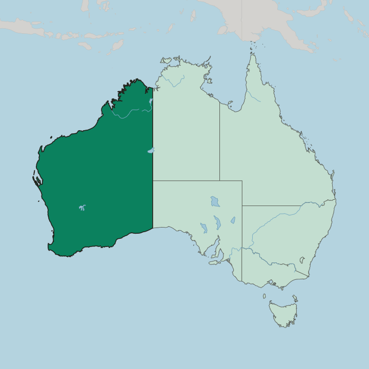 Map showing State of Western Australia — In Australia
