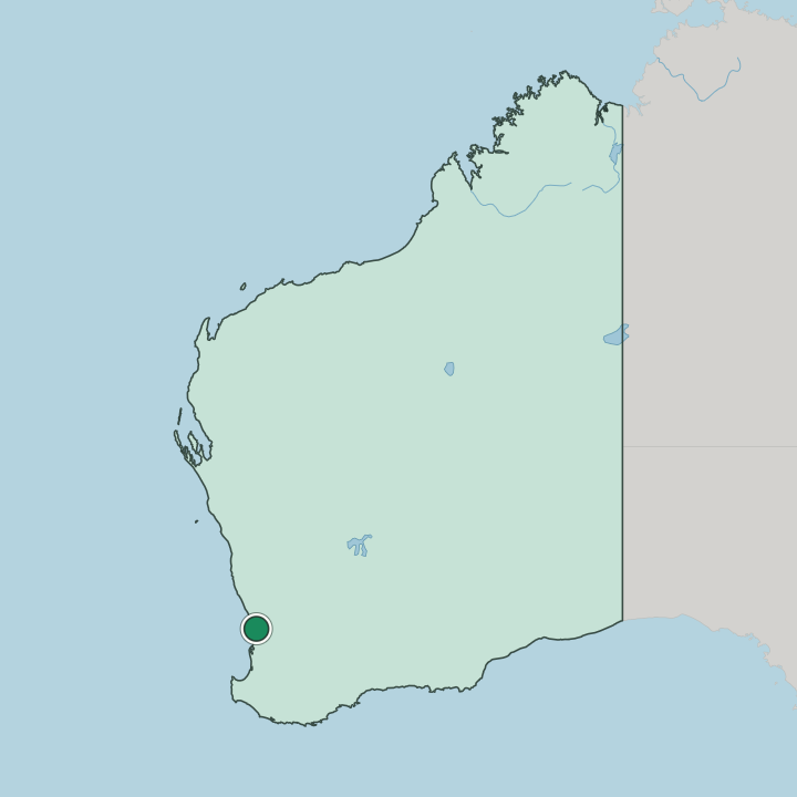 Map showing Perth — In State of Western Australia