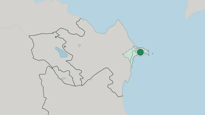 Map of Baku in Azerbaijan