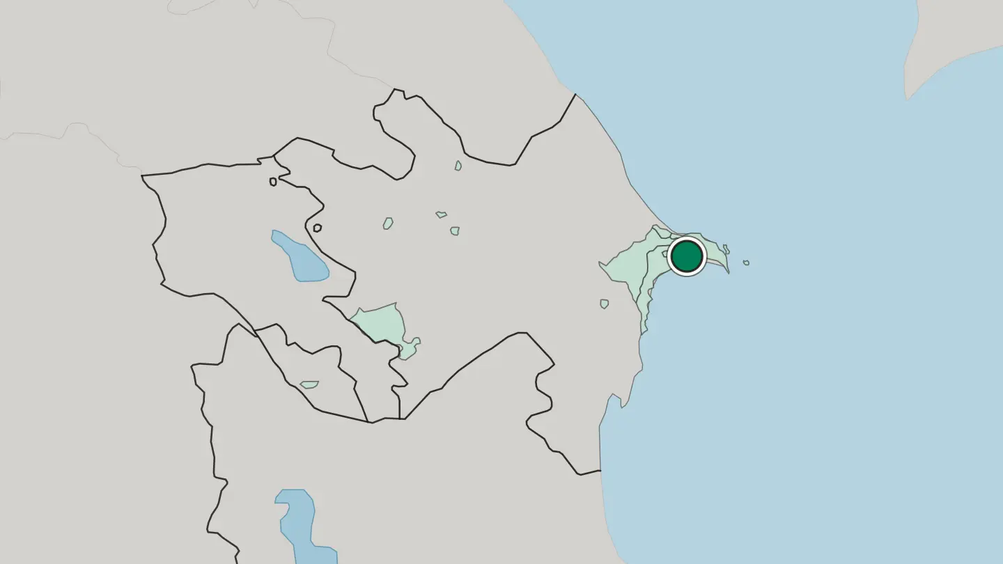 Map of Baku in Azerbaijan