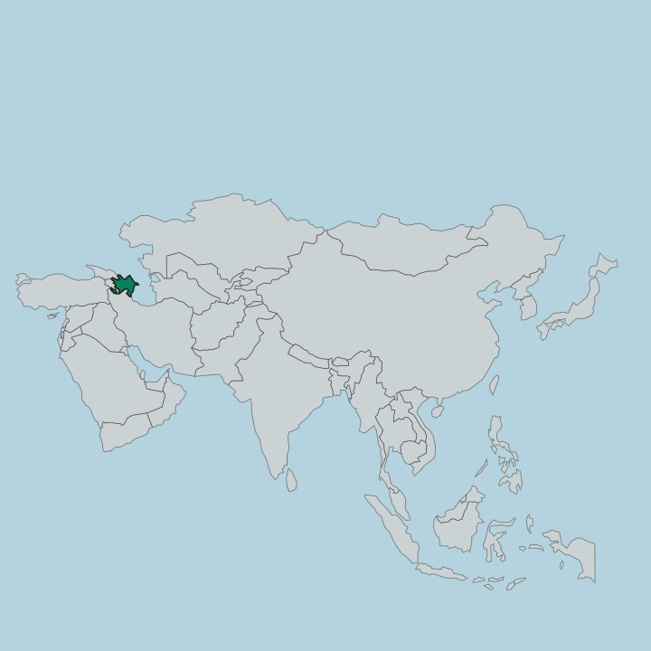 Map showing Azerbaijan — In Asia