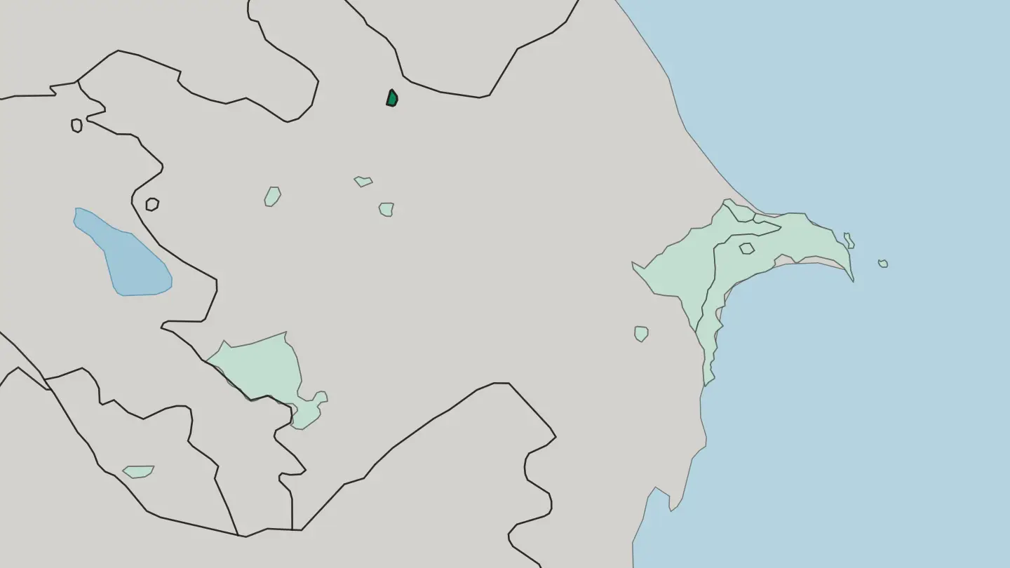Map of Shaki city in Azerbaijan