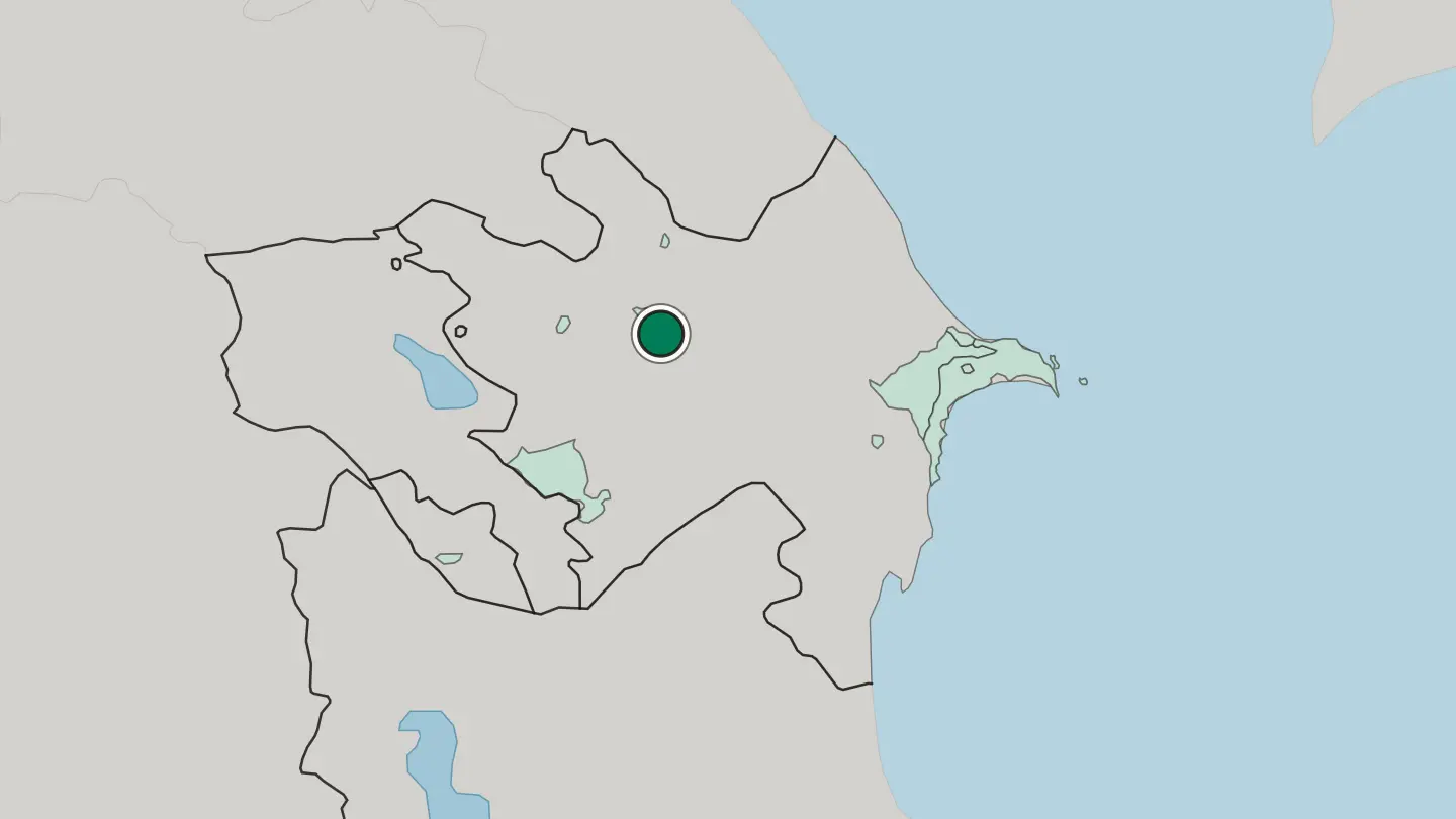 Map of Yevlakh in Azerbaijan