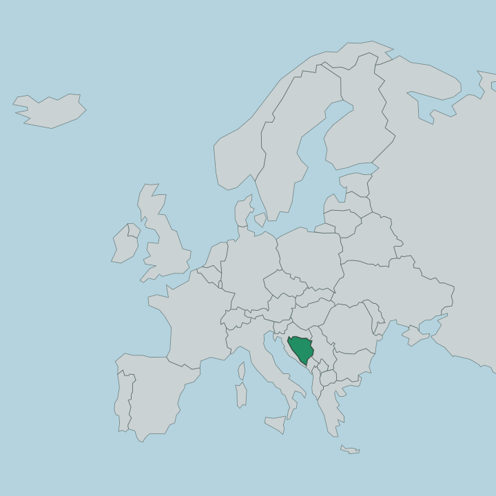 Map showing Bosnia and Herzegovina — In Europe