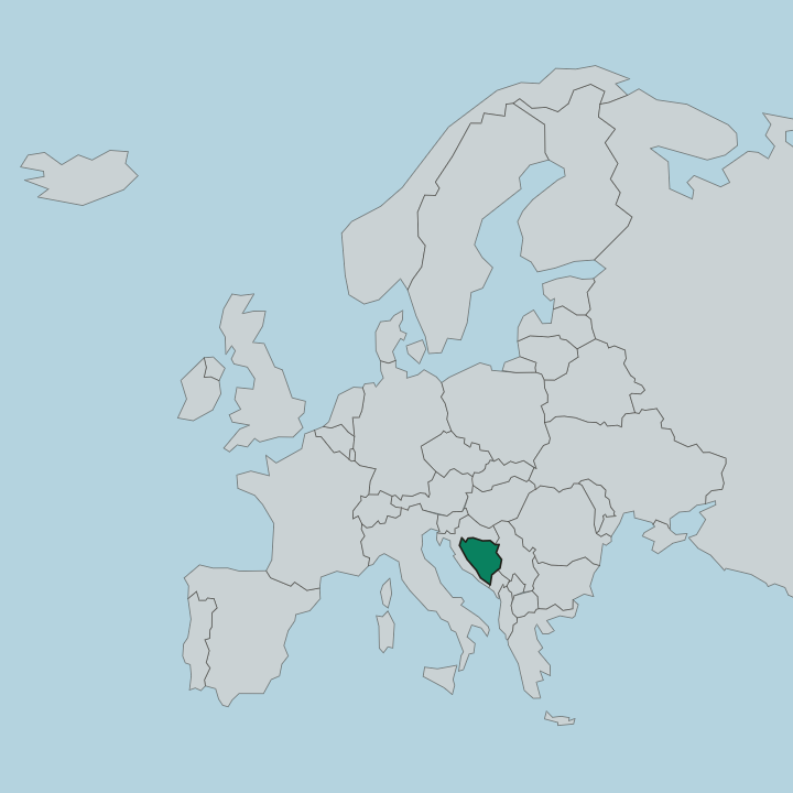 Map showing Bosnia and Herzegovina — In Europe