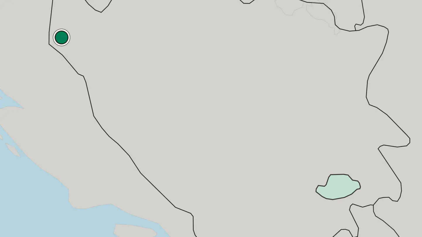 Map of Bihać in Bosnia and Herzegovina