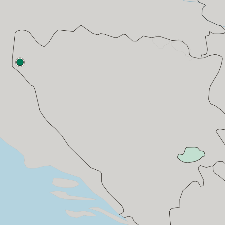 Map showing Bihać — In Federation of Bosnia and Herzegovina