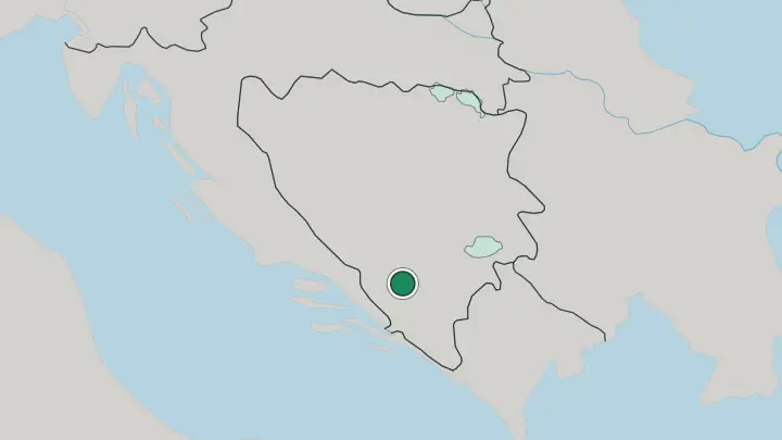 Map of Mostar in Bosnia and Herzegovina
