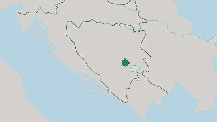 Map of Sarajevo in Bosnia and Herzegovina