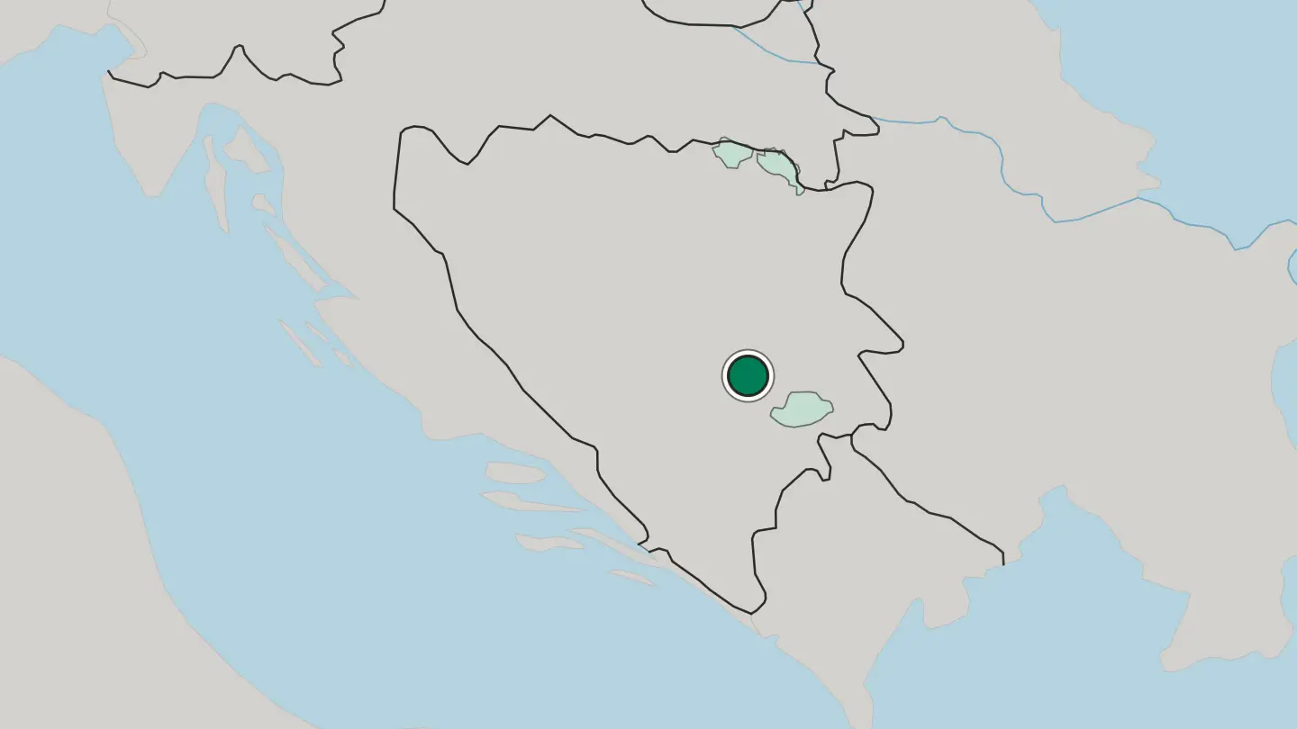 Map of Sarajevo in Bosnia and Herzegovina