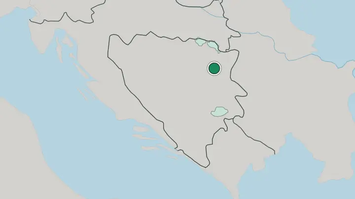 Map of Tuzla in Bosnia and Herzegovina