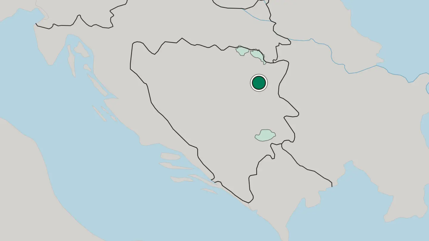 Map of Tuzla in Bosnia and Herzegovina