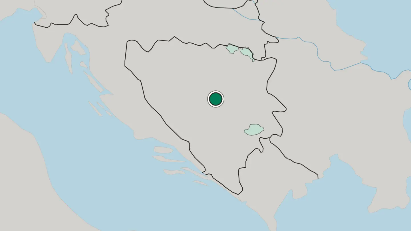 Map of Zenica in Bosnia and Herzegovina