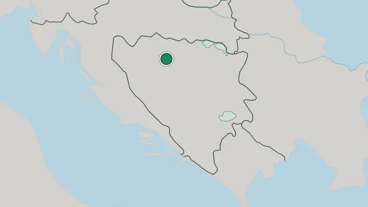 Map of Banja Luka in Bosnia and Herzegovina