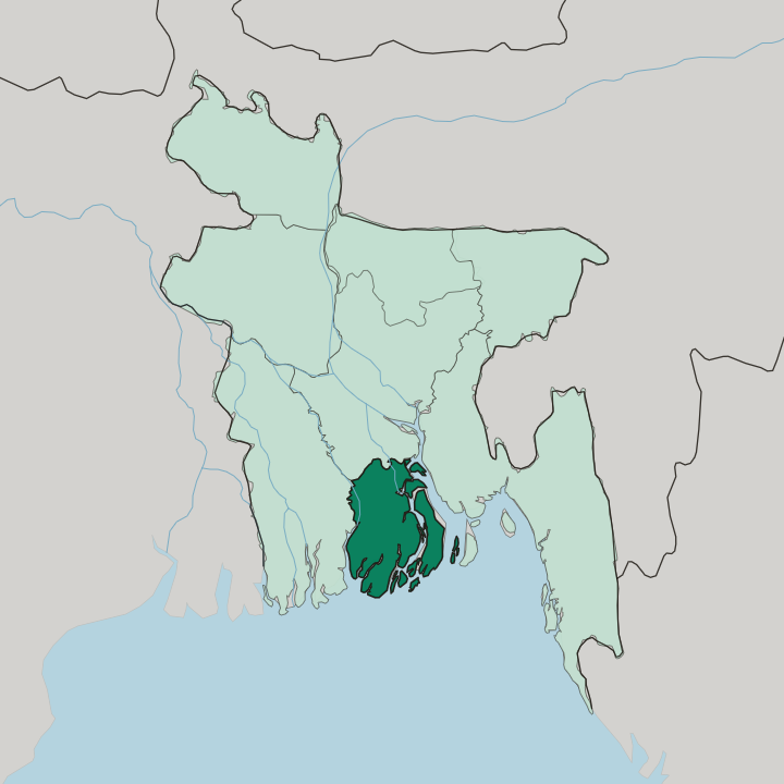 Map showing Barisal Division — In Bangladesh