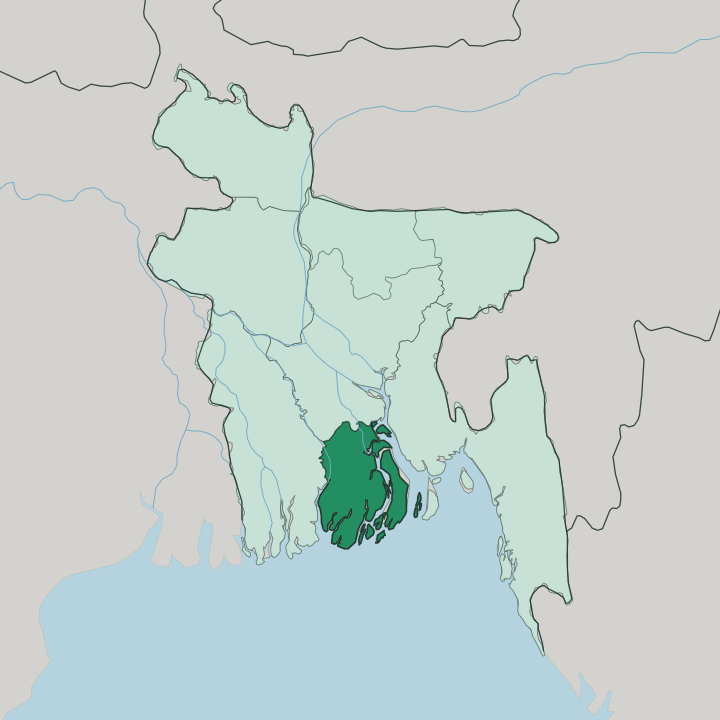 Map showing Barisal Division — In Bangladesh
