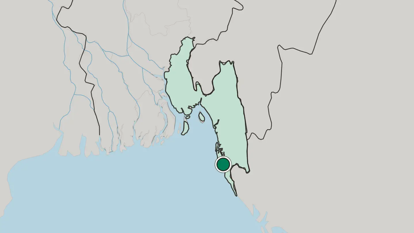 Map of Cox’s Bāzār in Bangladesh