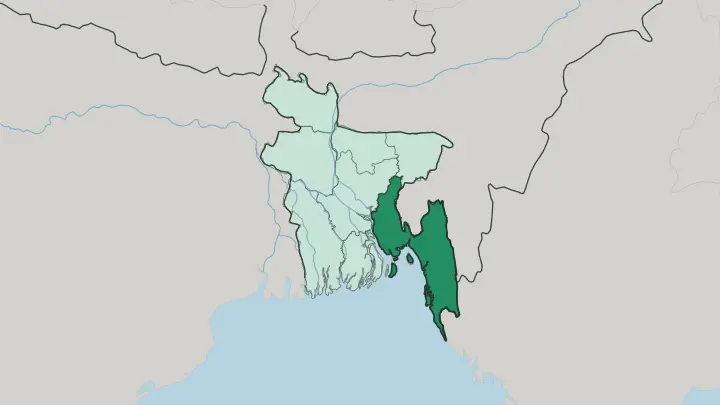 Map of Chittagong in Bangladesh