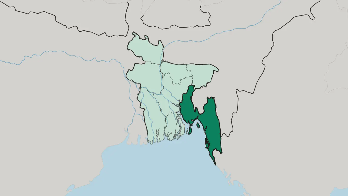 Map of Chittagong in Bangladesh