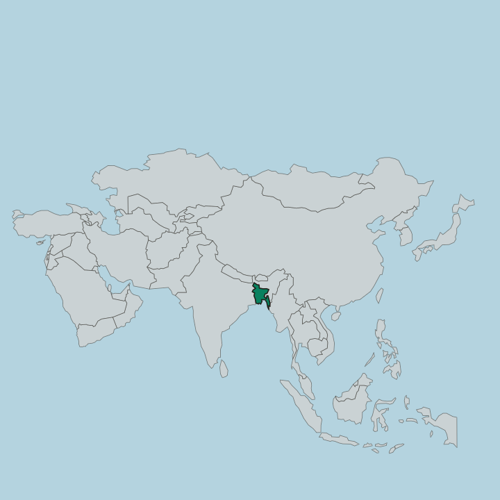 Map showing Bangladesh — In Asia