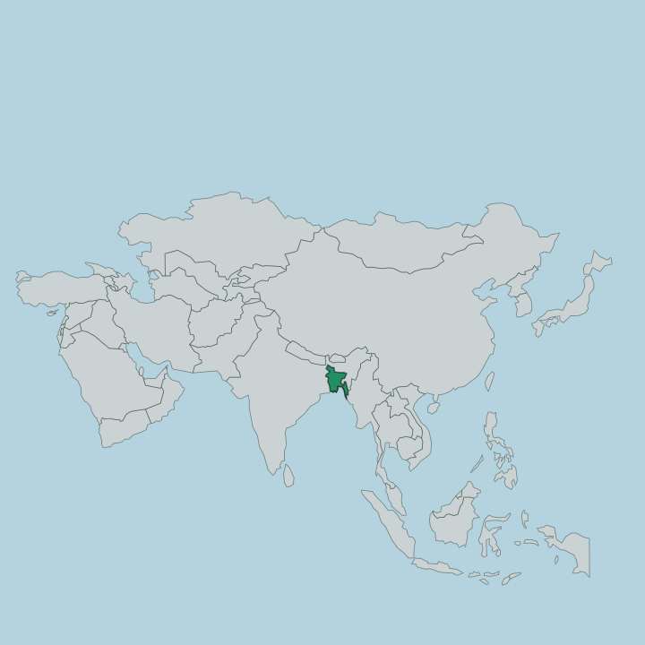 Map showing Bangladesh — In Asia