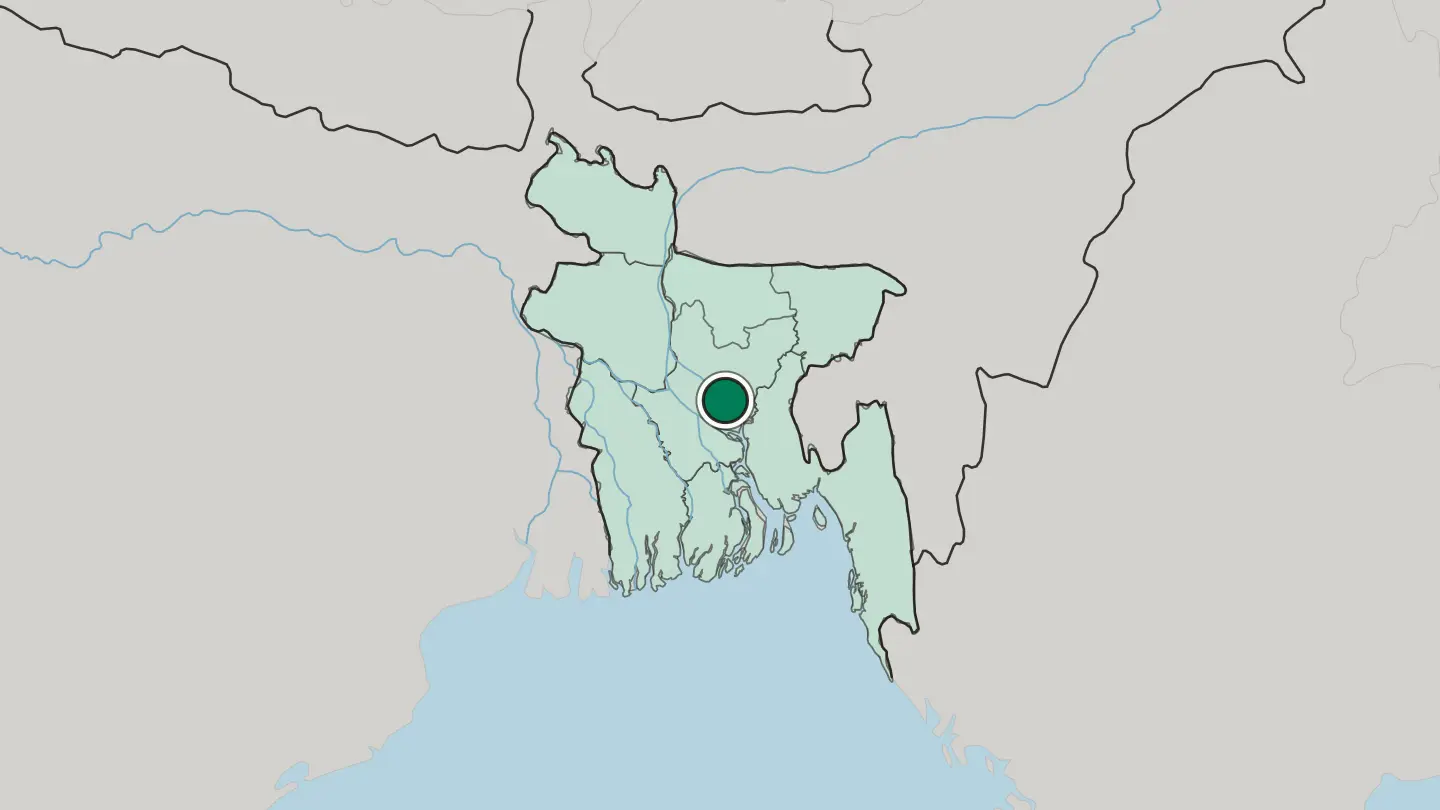 Map of Dhaka in Bangladesh