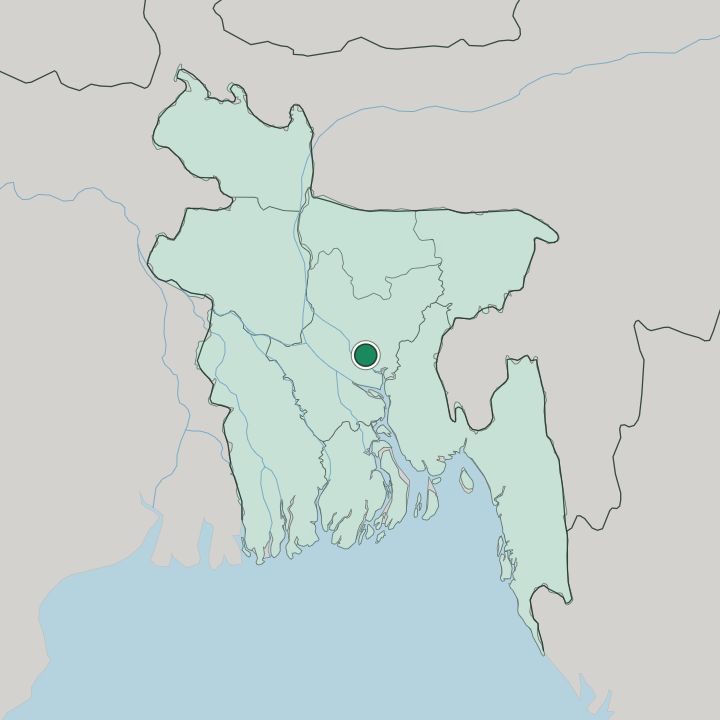 Map showing Dhaka — In Bangladesh
