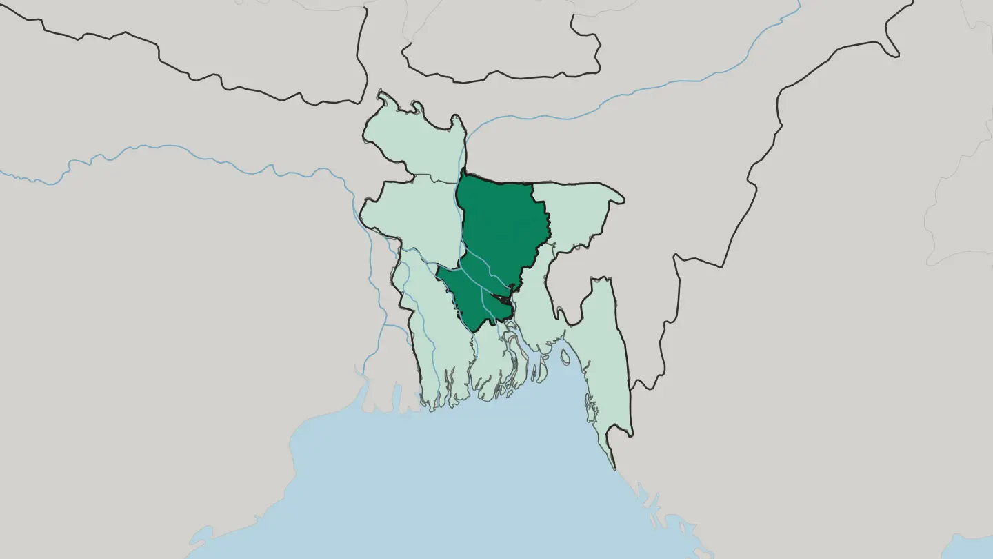 Map of Dhaka Division in Bangladesh