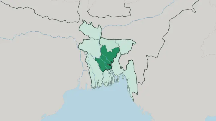 Map of Dhaka Division in Bangladesh